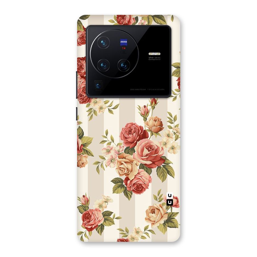 Vintage Color Flowers Back Case for Vivo X80 Pro