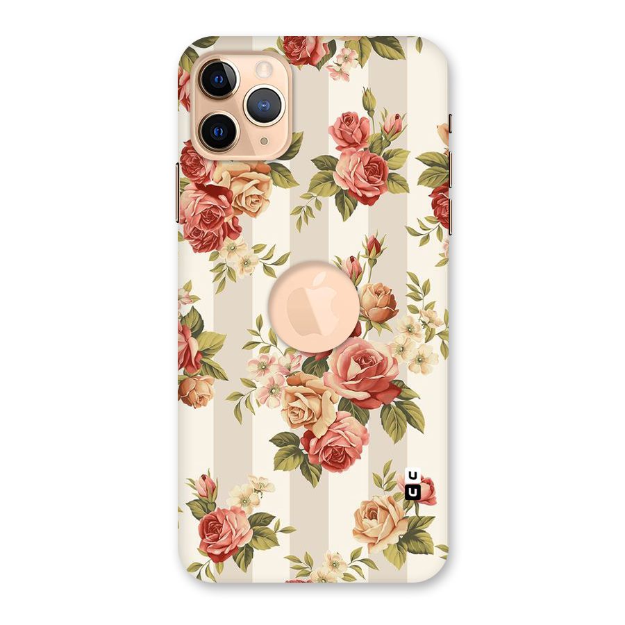 Vintage Color Flowers Back Case for iPhone 11 Pro Max Logo Cut