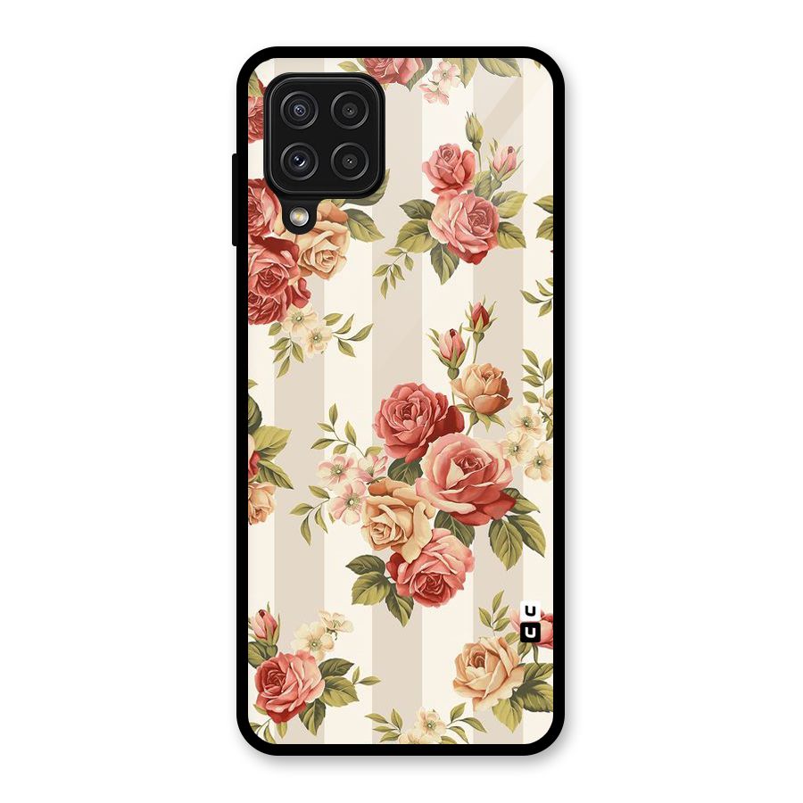 Vintage Color Flowers Glass Back Case for Galaxy A22 4G