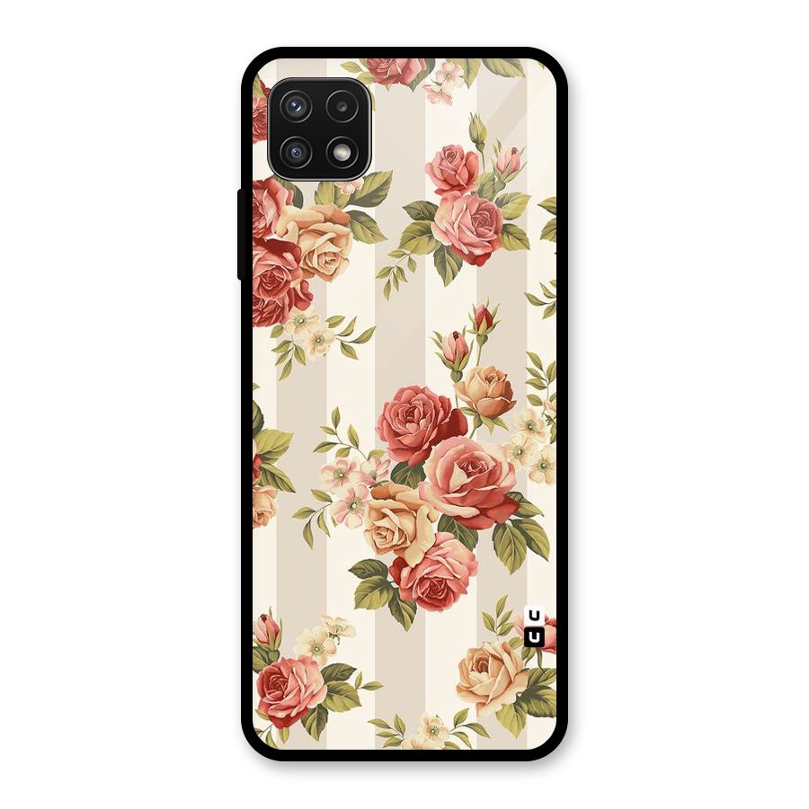 Vintage Color Flowers Glass Back Case for Galaxy A22 5G