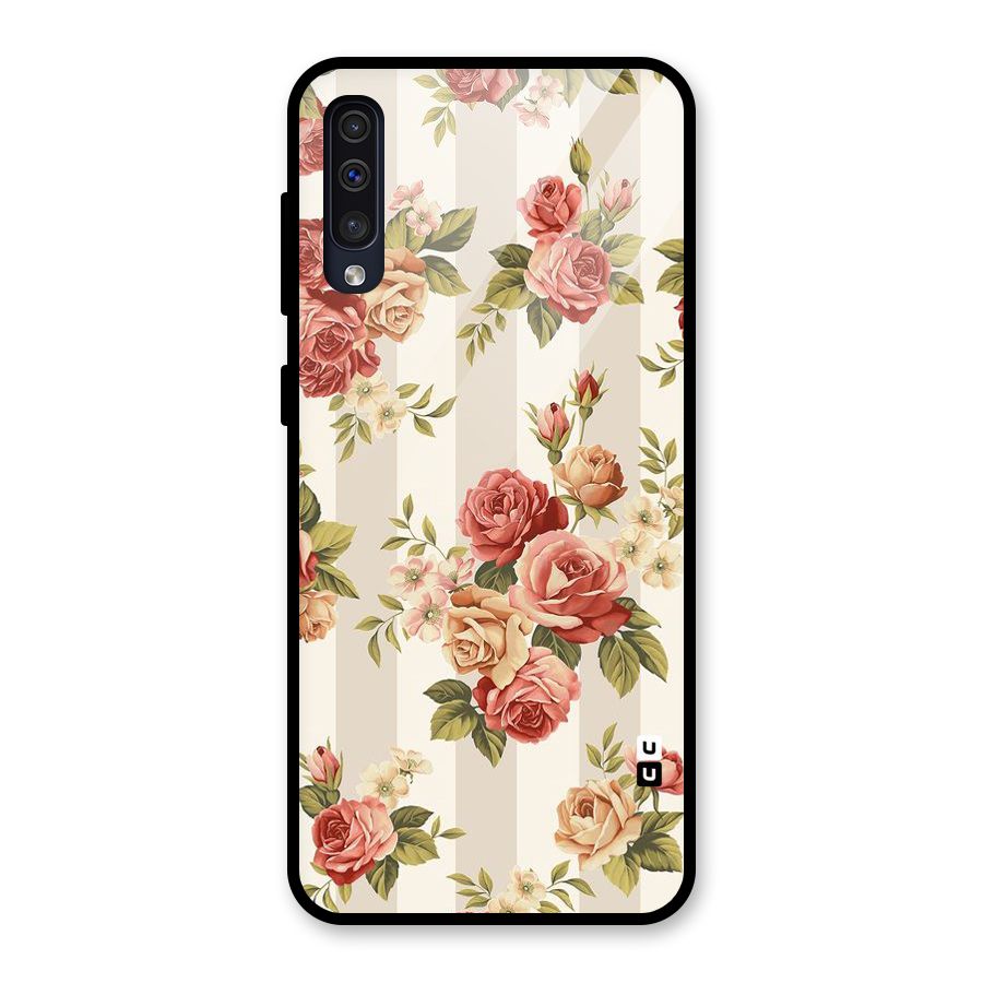 Vintage Color Flowers Glass Back Case for Galaxy A30s