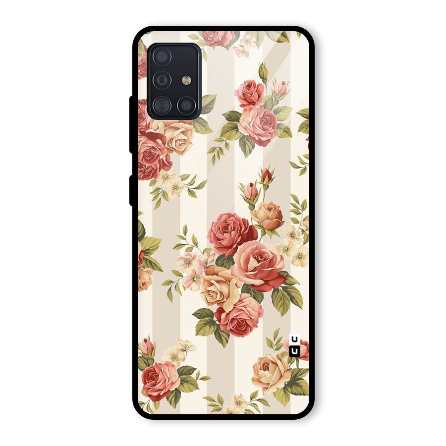 Vintage Color Flowers Glass Back Case for Galaxy A51