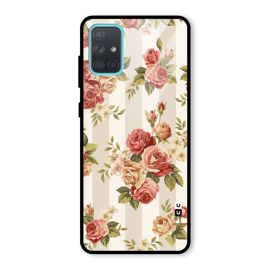 Vintage Color Flowers Glass Back Case for Galaxy A71
