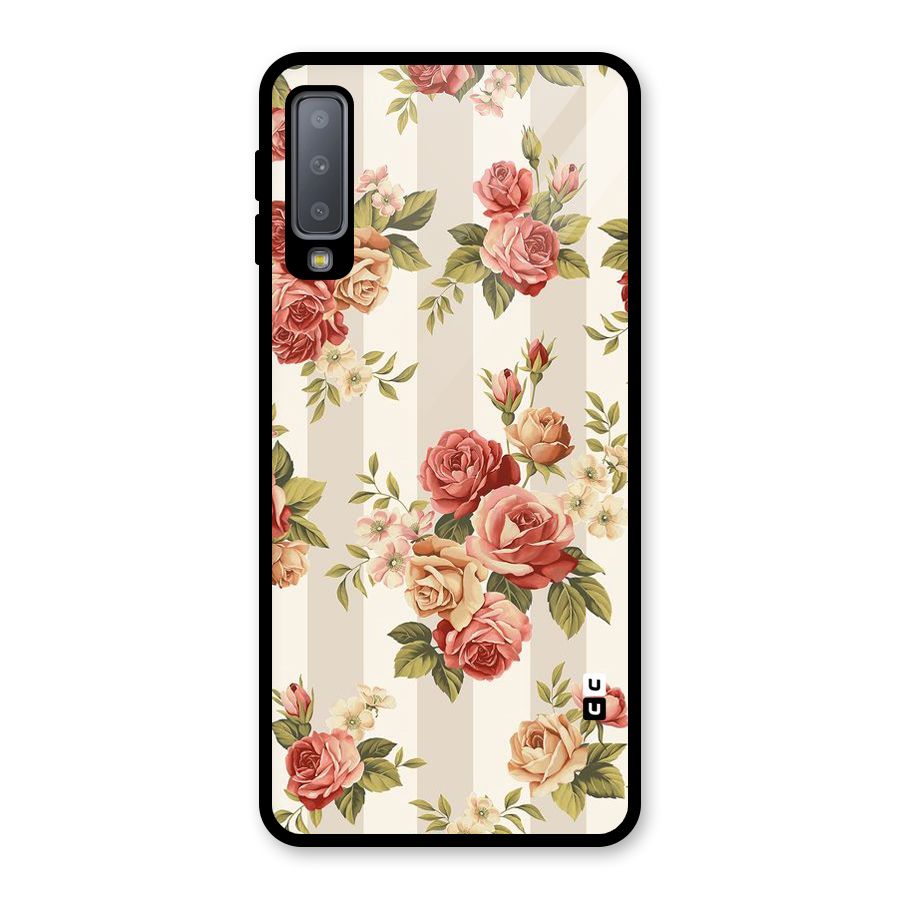 Vintage Color Flowers Glass Back Case for Galaxy A7 (2018)