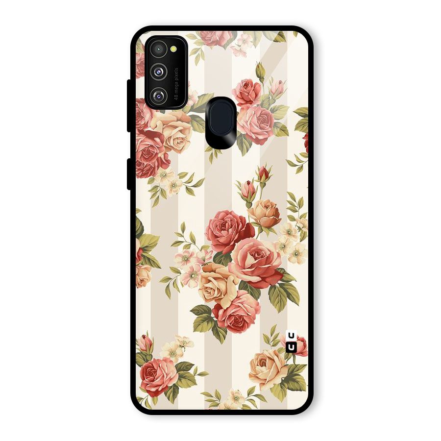 Vintage Color Flowers Glass Back Case for Galaxy M30s