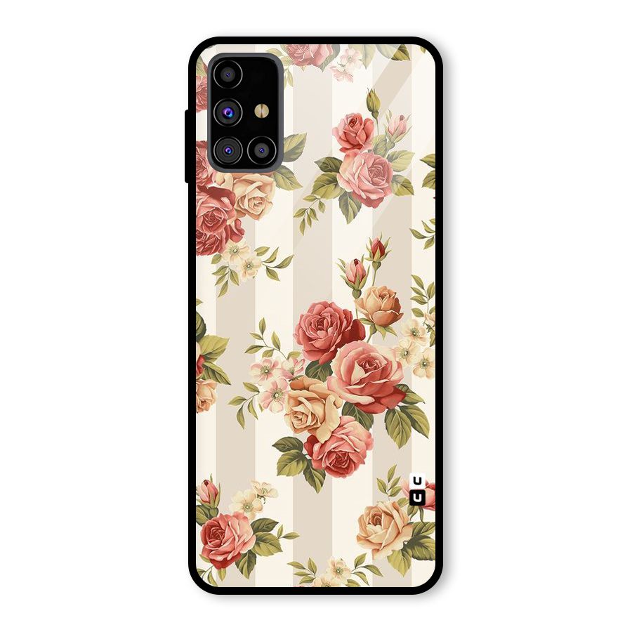 Vintage Color Flowers Glass Back Case for Galaxy M31s