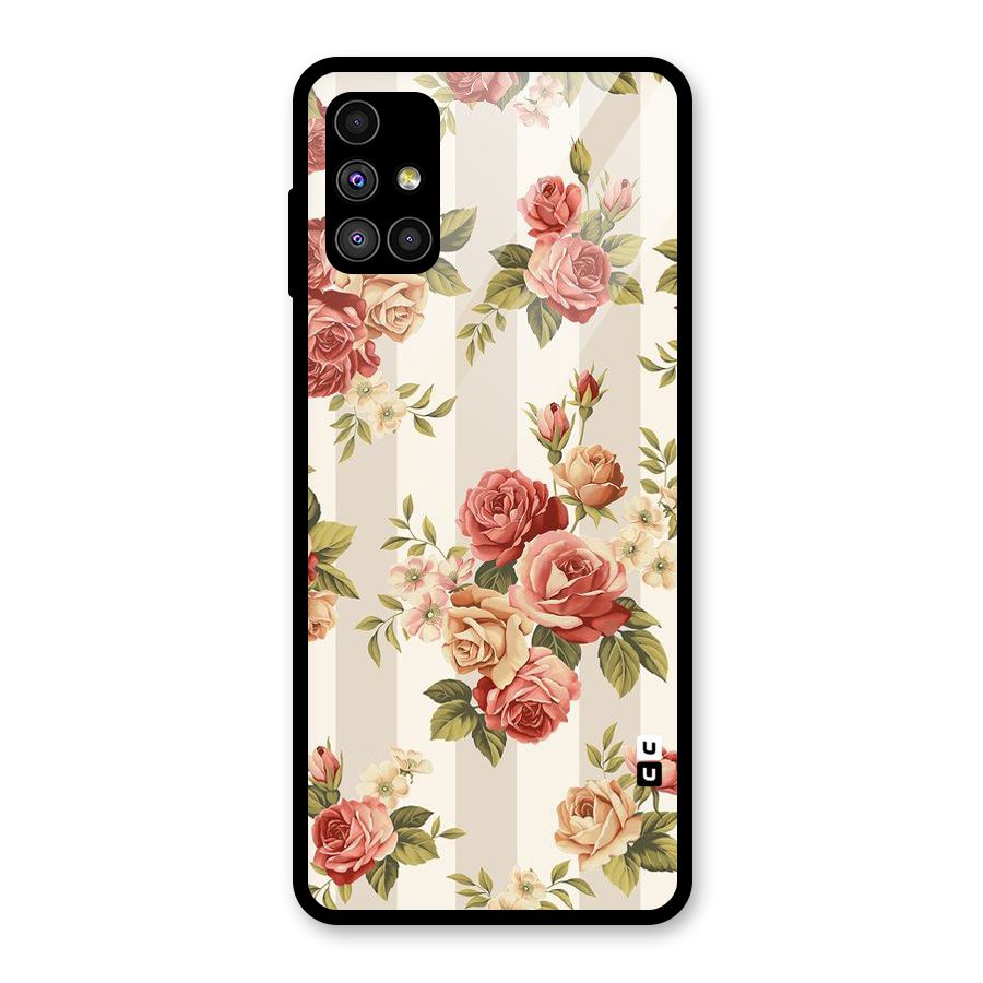 Vintage Color Flowers Glass Back Case for Galaxy M51