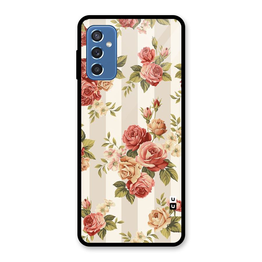 Vintage Color Flowers Glass Back Case for Galaxy M52 5G