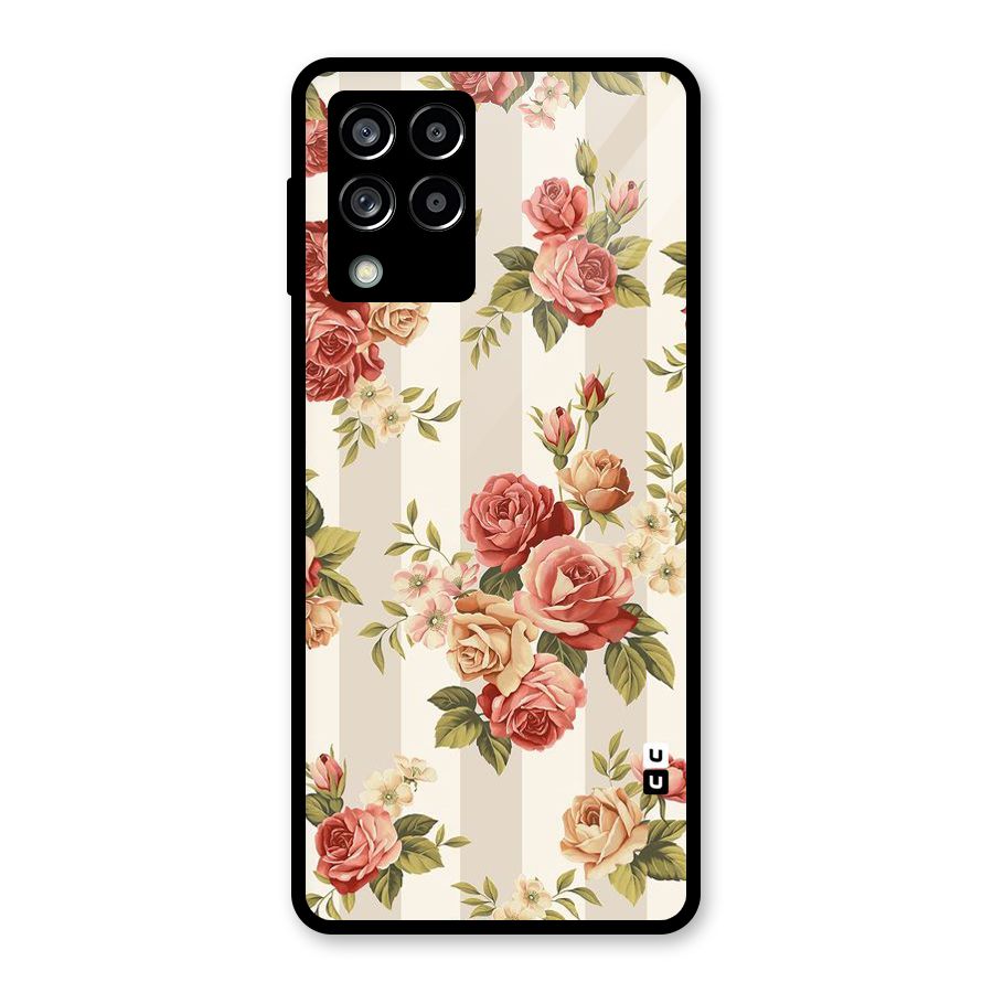 Vintage Color Flowers Glass Back Case for Galaxy M53 5G