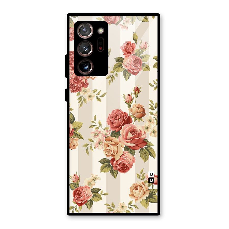 Vintage Color Flowers Glass Back Case for Galaxy Note 20 Ultra