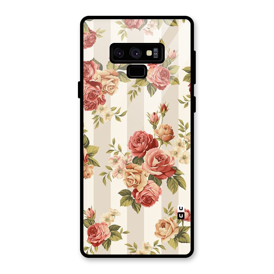 Vintage Color Flowers Glass Back Case for Galaxy Note 9