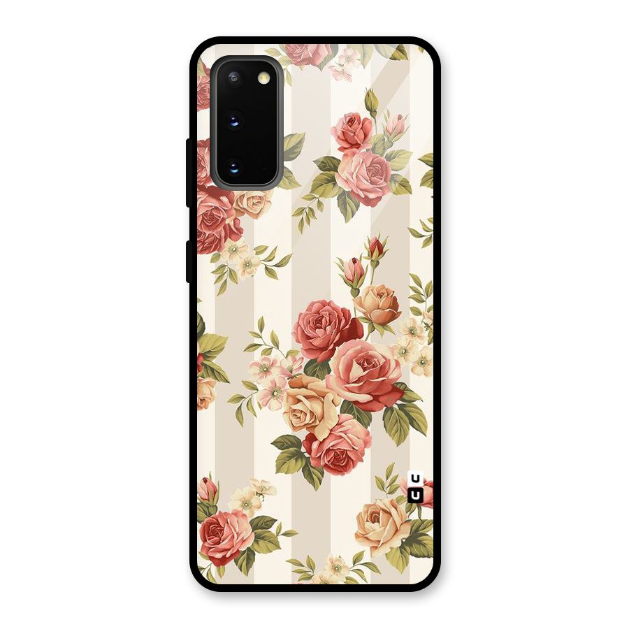 Vintage Color Flowers Glass Back Case for Galaxy S20