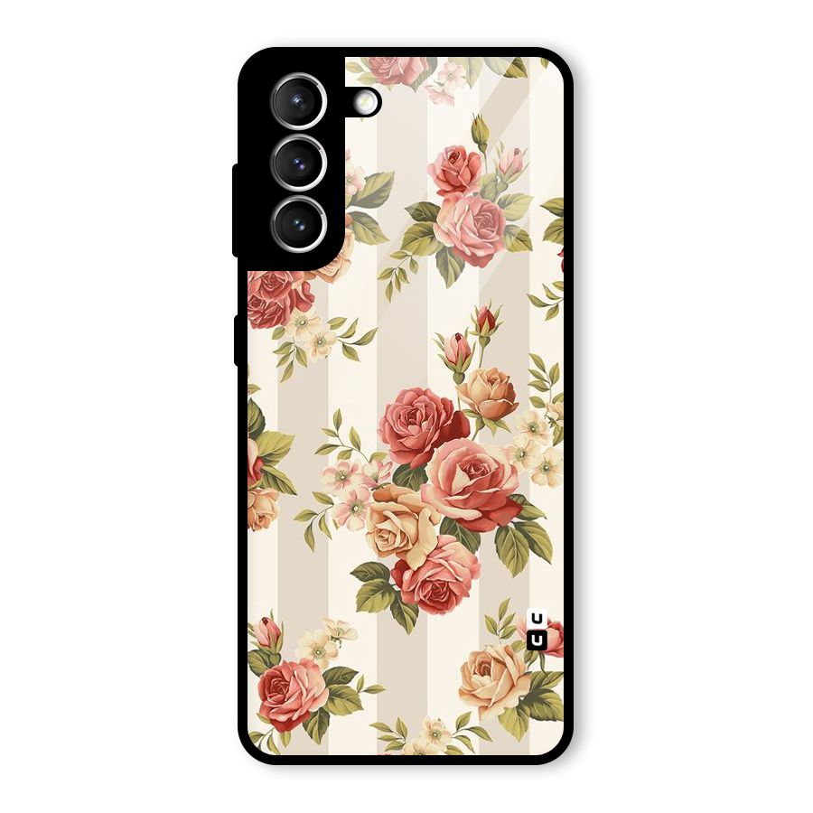 Vintage Color Flowers Glass Back Case for Galaxy S21 5G