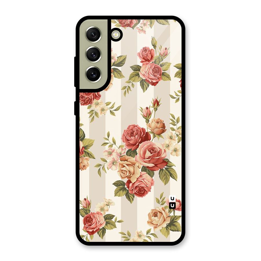 Vintage Color Flowers Glass Back Case for Galaxy S21 FE 5G