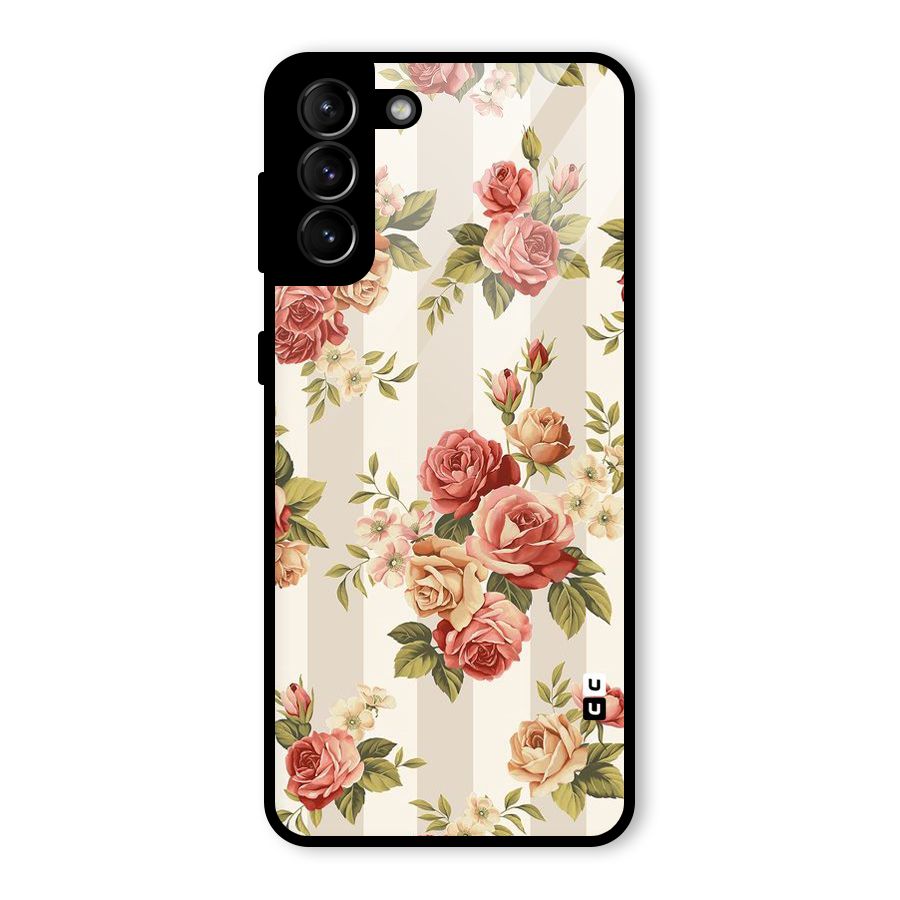 Vintage Color Flowers Glass Back Case for Galaxy S21 Plus