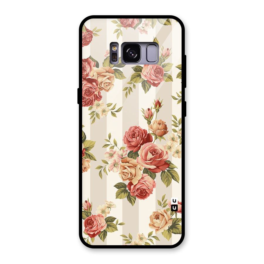 Vintage Color Flowers Glass Back Case for Galaxy S8