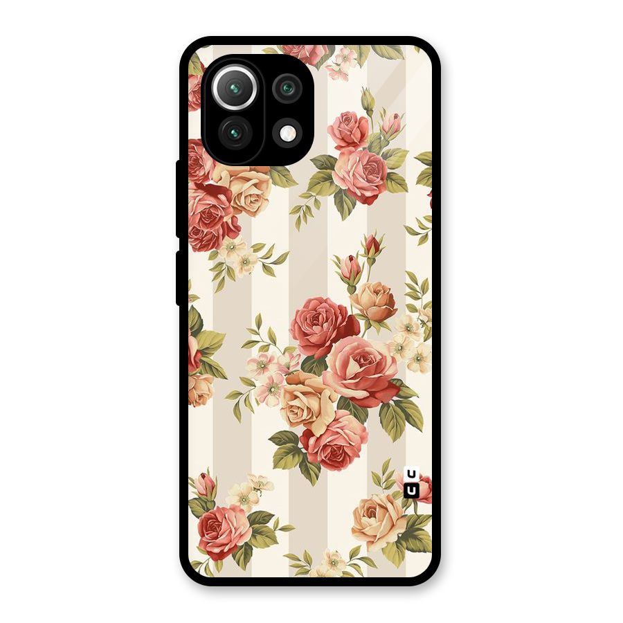 Vintage Color Flowers Glass Back Case for Mi 11 Lite NE 5G