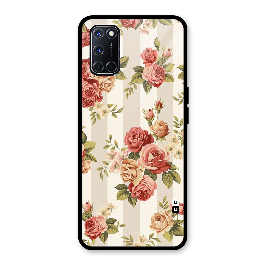Vintage Color Flowers Glass Back Case for Oppo A52