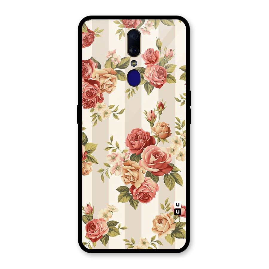 Vintage Color Flowers Glass Back Case for Oppo F11