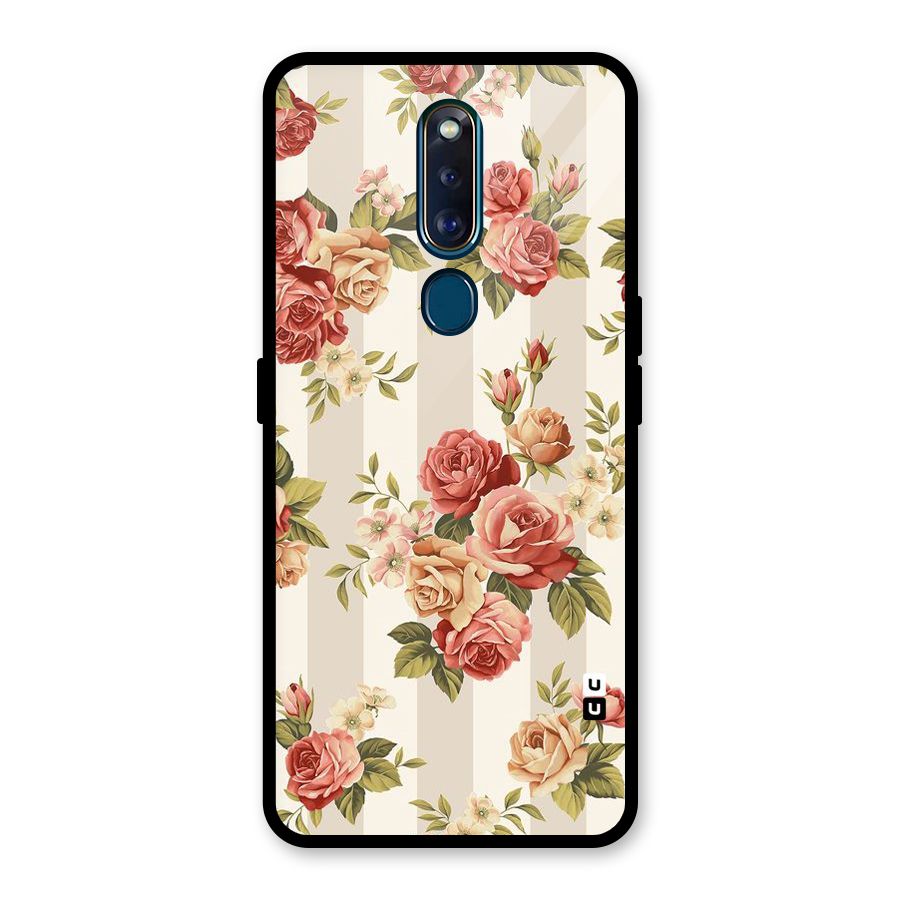 Vintage Color Flowers Glass Back Case for Oppo F11 Pro