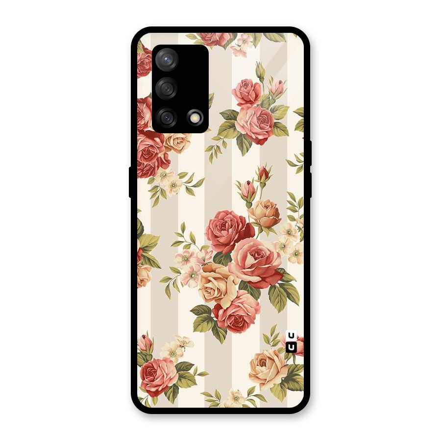 Vintage Color Flowers Glass Back Case for Oppo F19