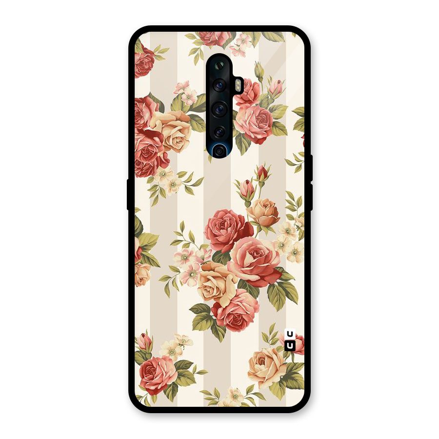 Vintage Color Flowers Glass Back Case for Oppo Reno2 F