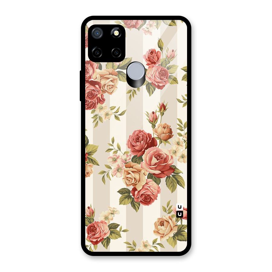 Vintage Color Flowers Glass Back Case for Realme C12
