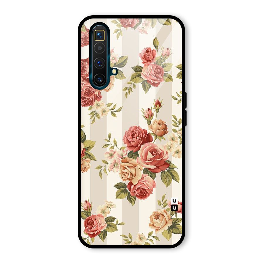 Vintage Color Flowers Glass Back Case for Realme X3 SuperZoom
