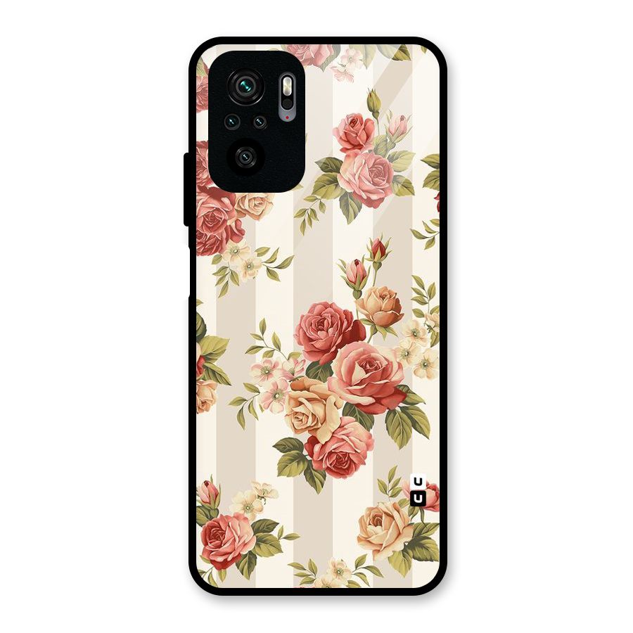 Vintage Color Flowers Glass Back Case for Redmi Note 10S