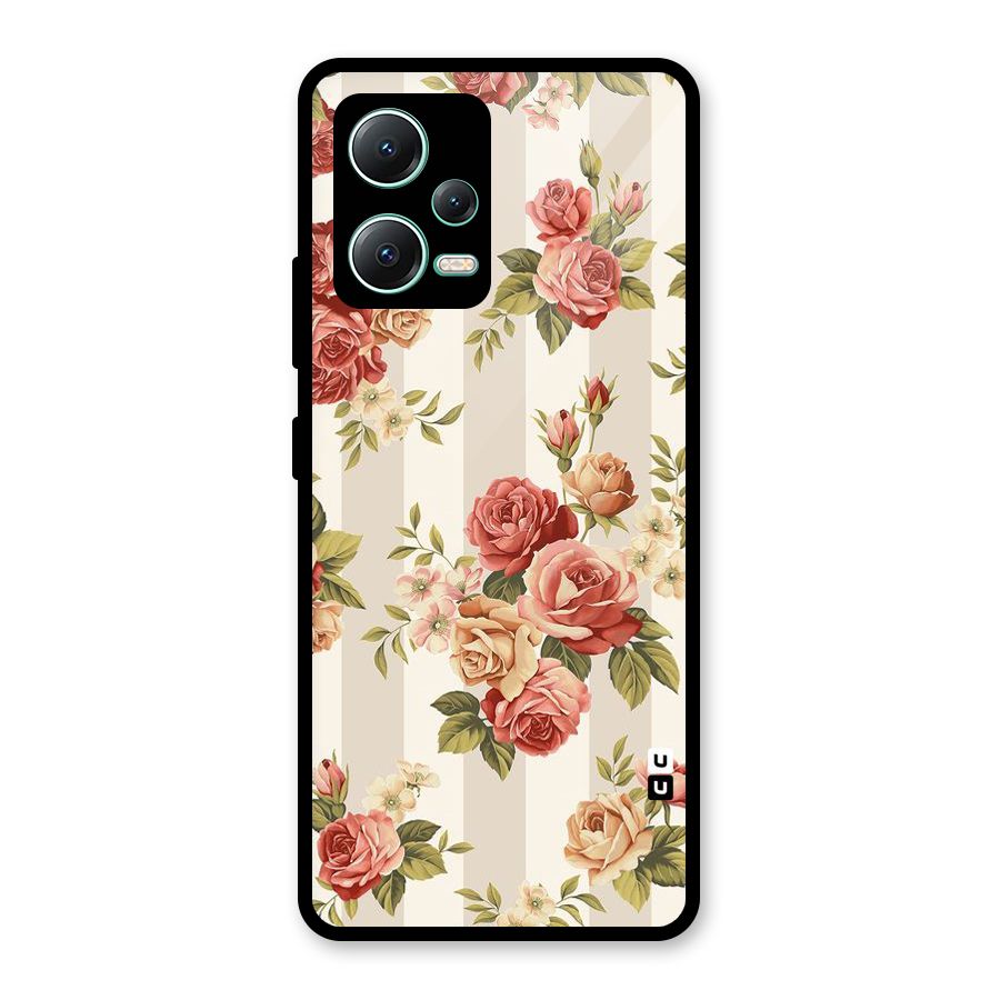 Vintage Color Flowers Glass Back Case for Redmi Note 12 5G