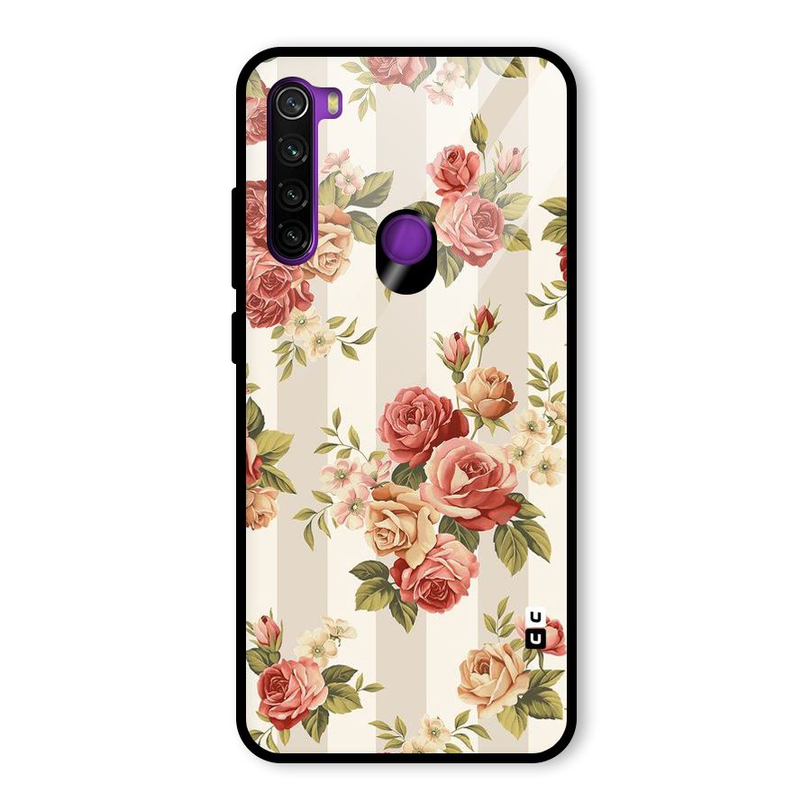Vintage Color Flowers Glass Back Case for Redmi Note 8