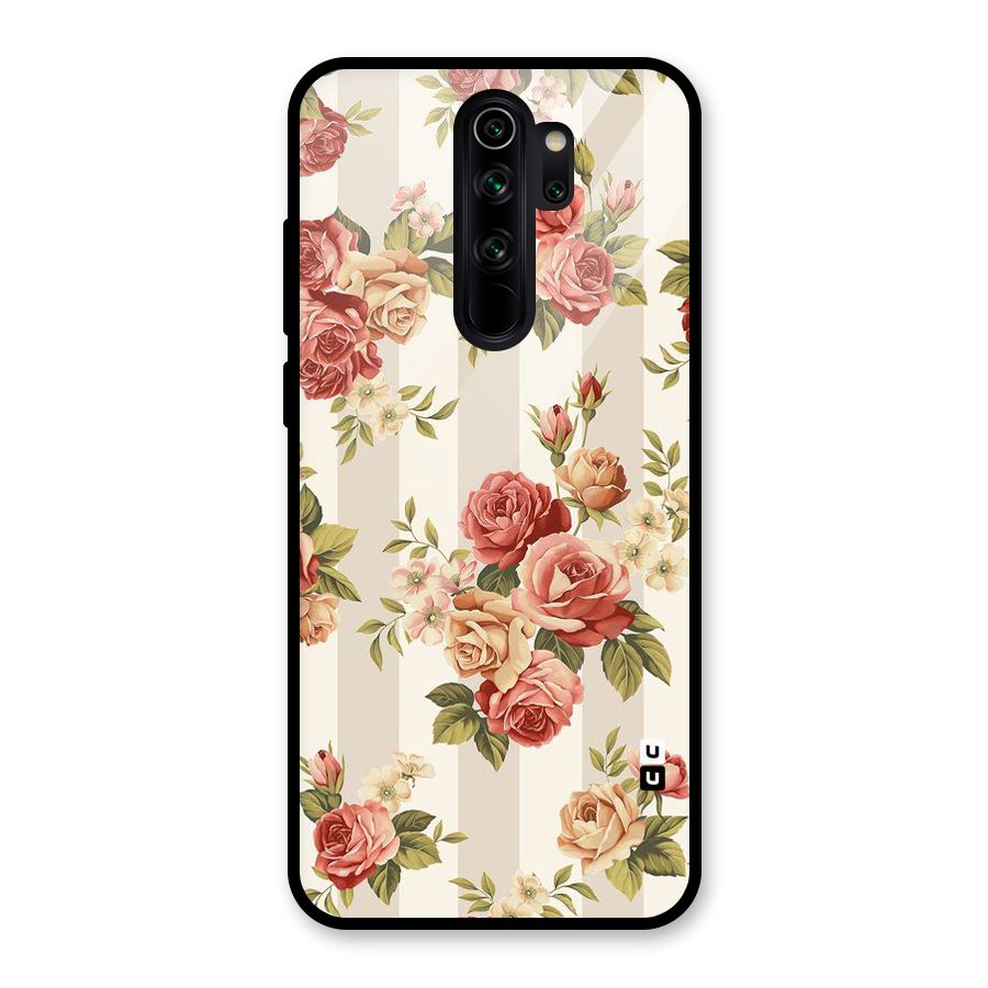 Vintage Color Flowers Glass Back Case for Redmi Note 8 Pro