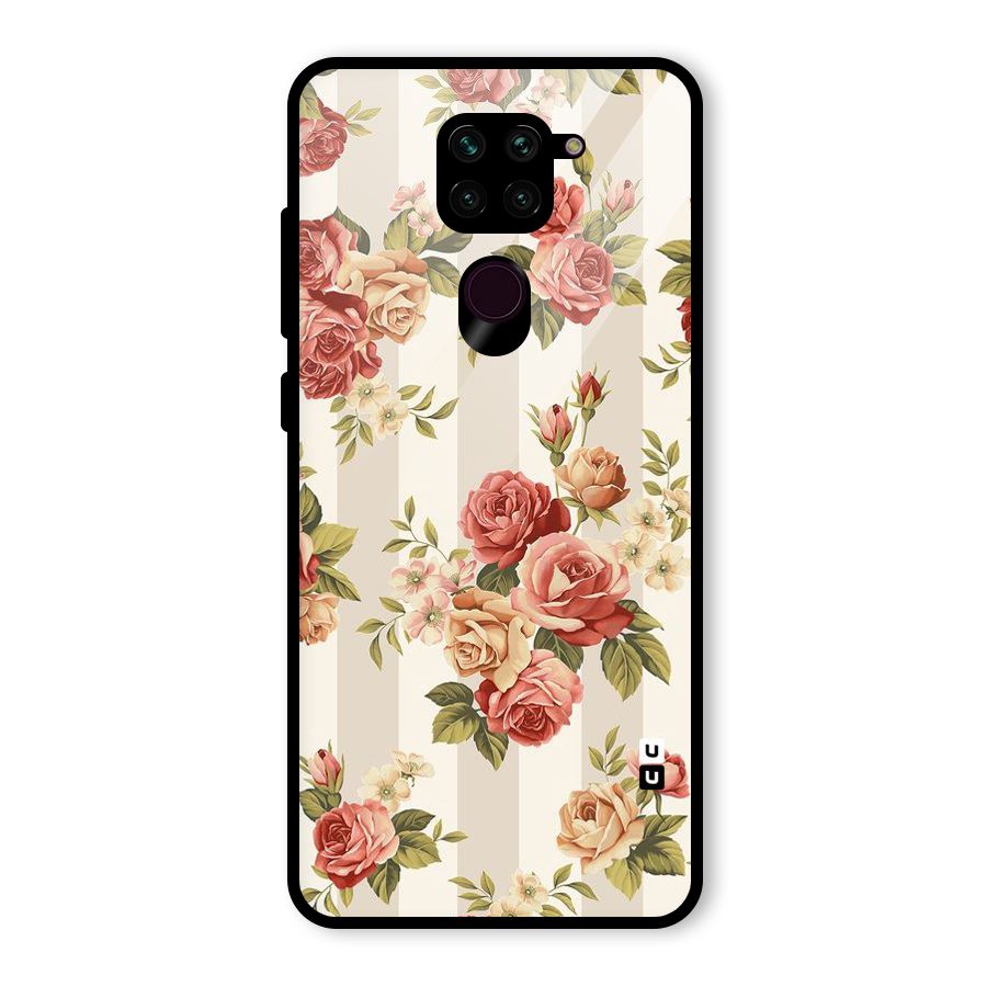 Vintage Color Flowers Glass Back Case for Redmi Note 9