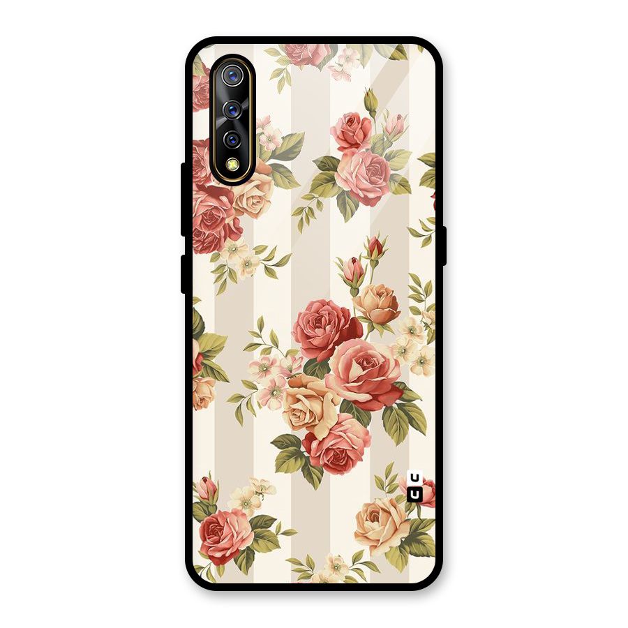 Vintage Color Flowers Glass Back Case for Vivo S1