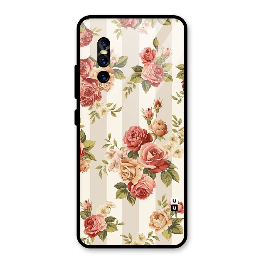 Vintage Color Flowers Glass Back Case for Vivo V15 Pro