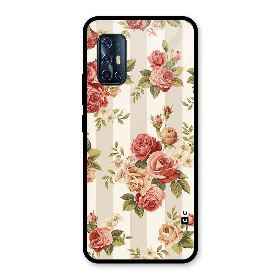 Vintage Color Flowers Glass Back Case for Vivo V17