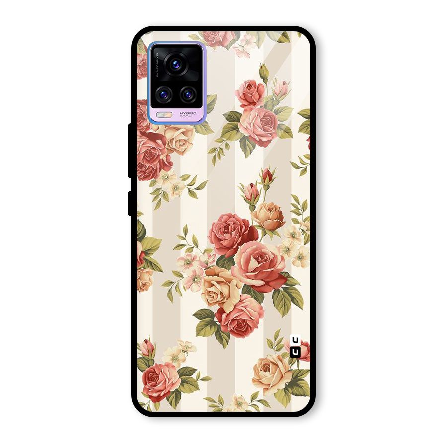 Vintage Color Flowers Glass Back Case for Vivo V20 Pro