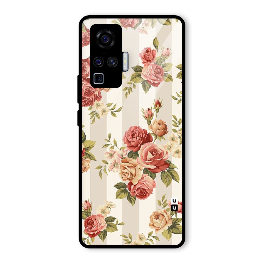 Vintage Color Flowers Glass Back Case for Vivo X50 Pro