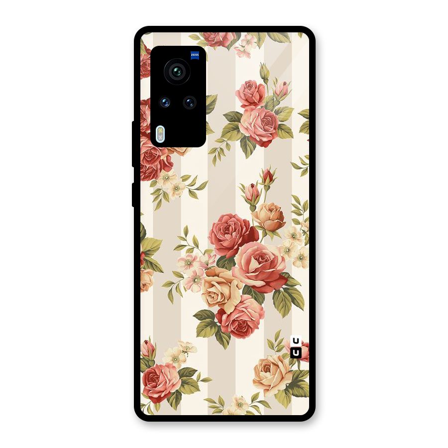 Vintage Color Flowers Glass Back Case for Vivo X60 Pro