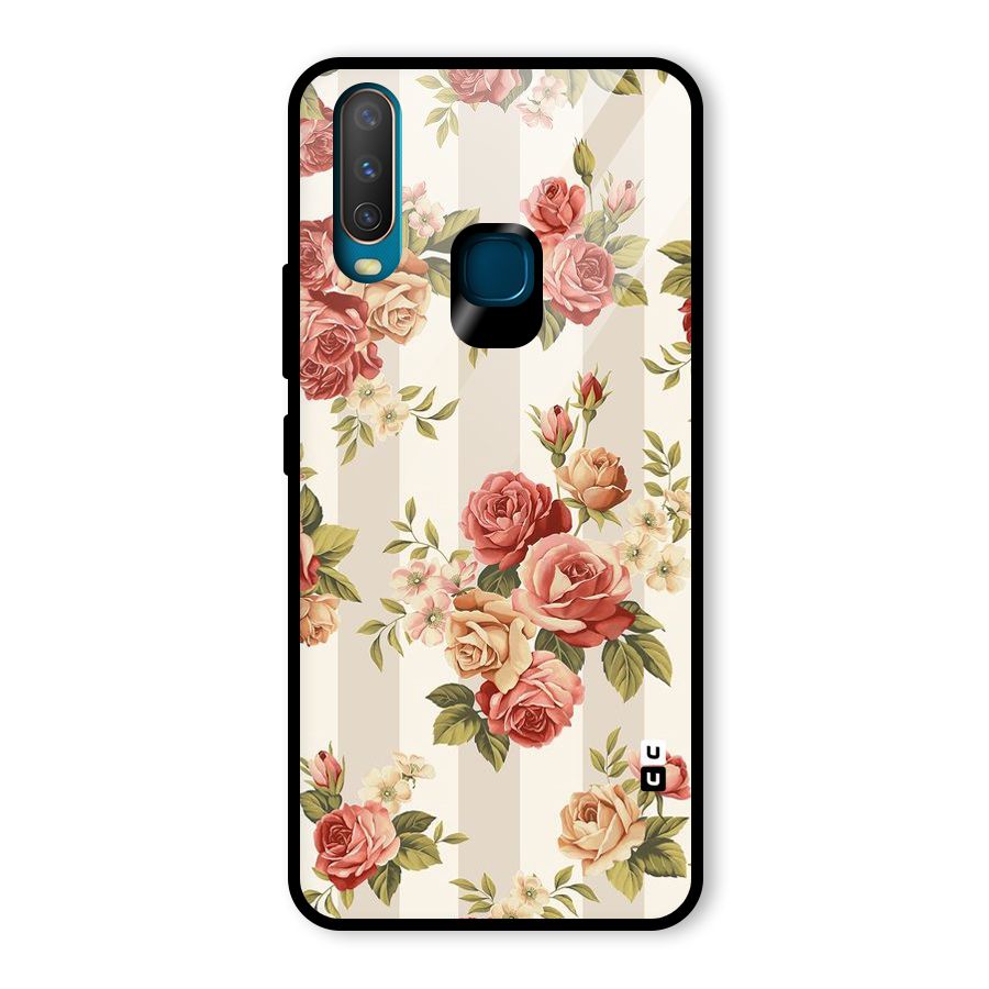 Vintage Color Flowers Glass Back Case for Vivo Y17
