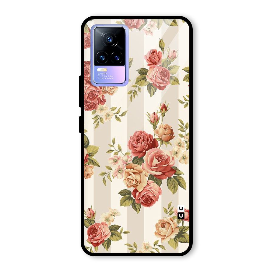 Vintage Color Flowers Glass Back Case for Vivo Y73