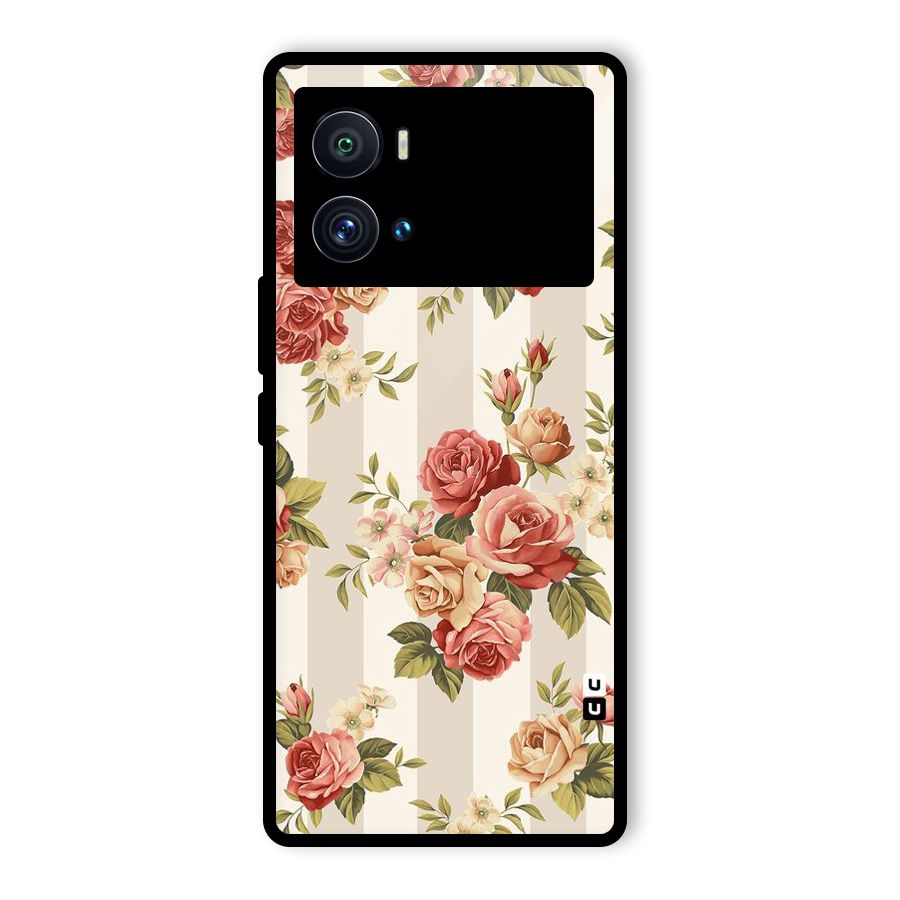 Vintage Color Flowers Glass Back Case for Vivo iQOO 9 Pro