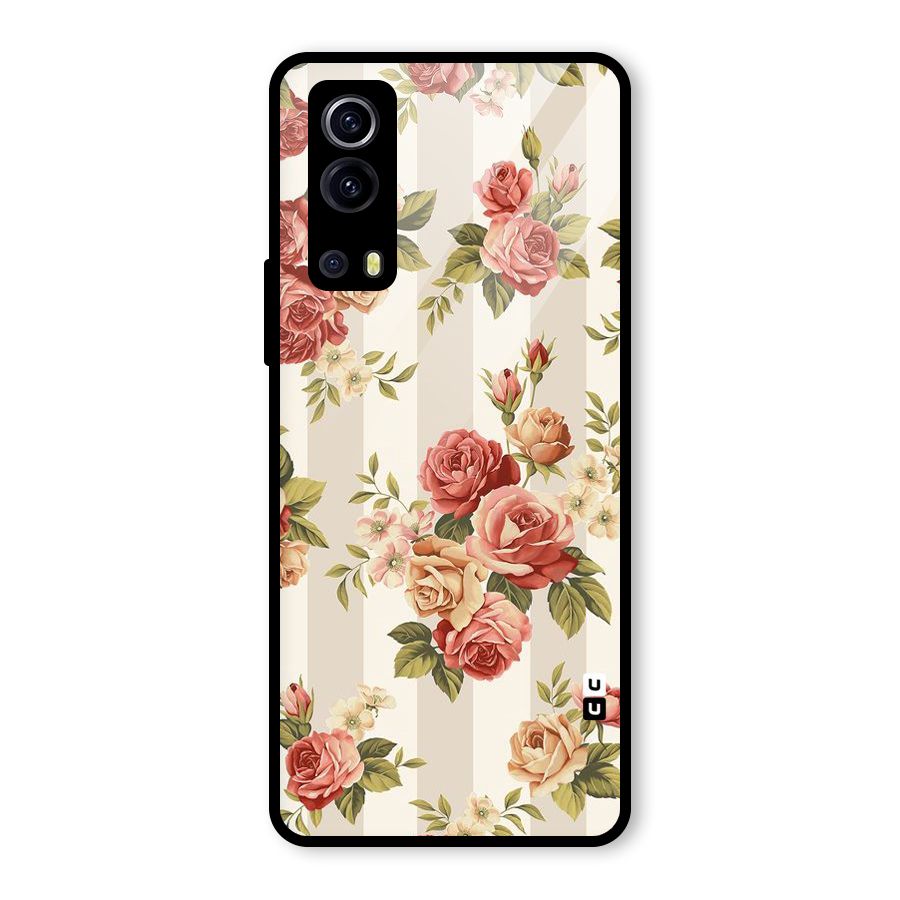 Vintage Color Flowers Glass Back Case for Vivo iQOO Z3