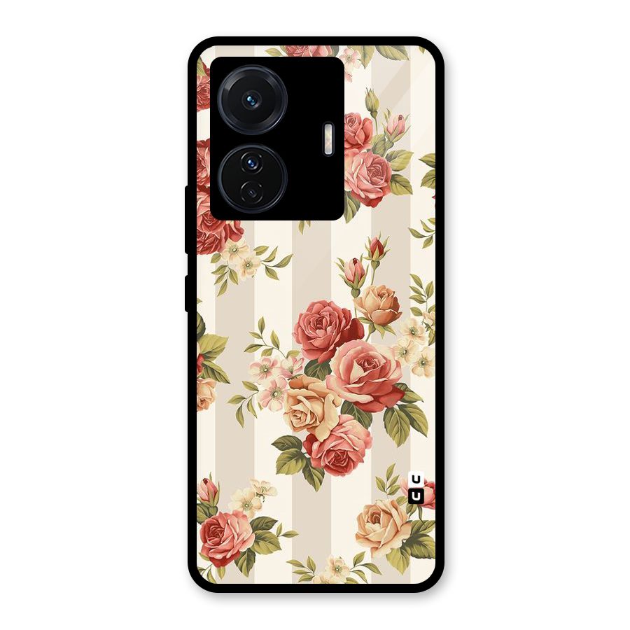Vintage Color Flowers Glass Back Case for Vivo iQOO Z6 Pro