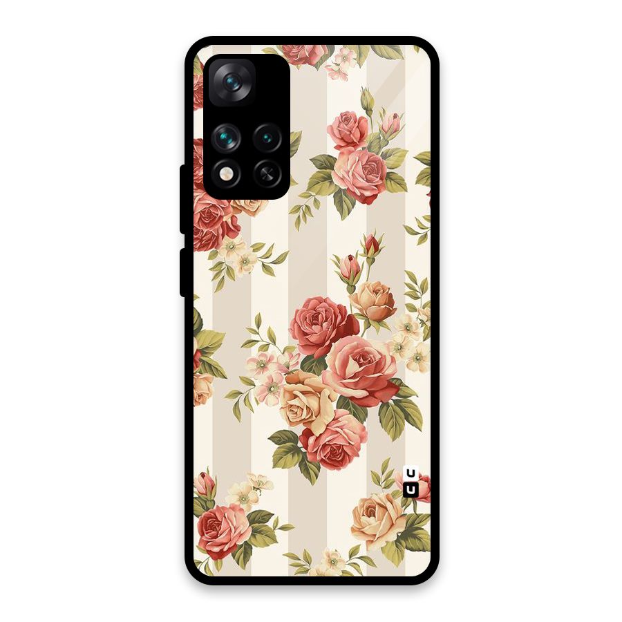 Vintage Color Flowers Glass Back Case for Xiaomi 11i HyperCharge 5G