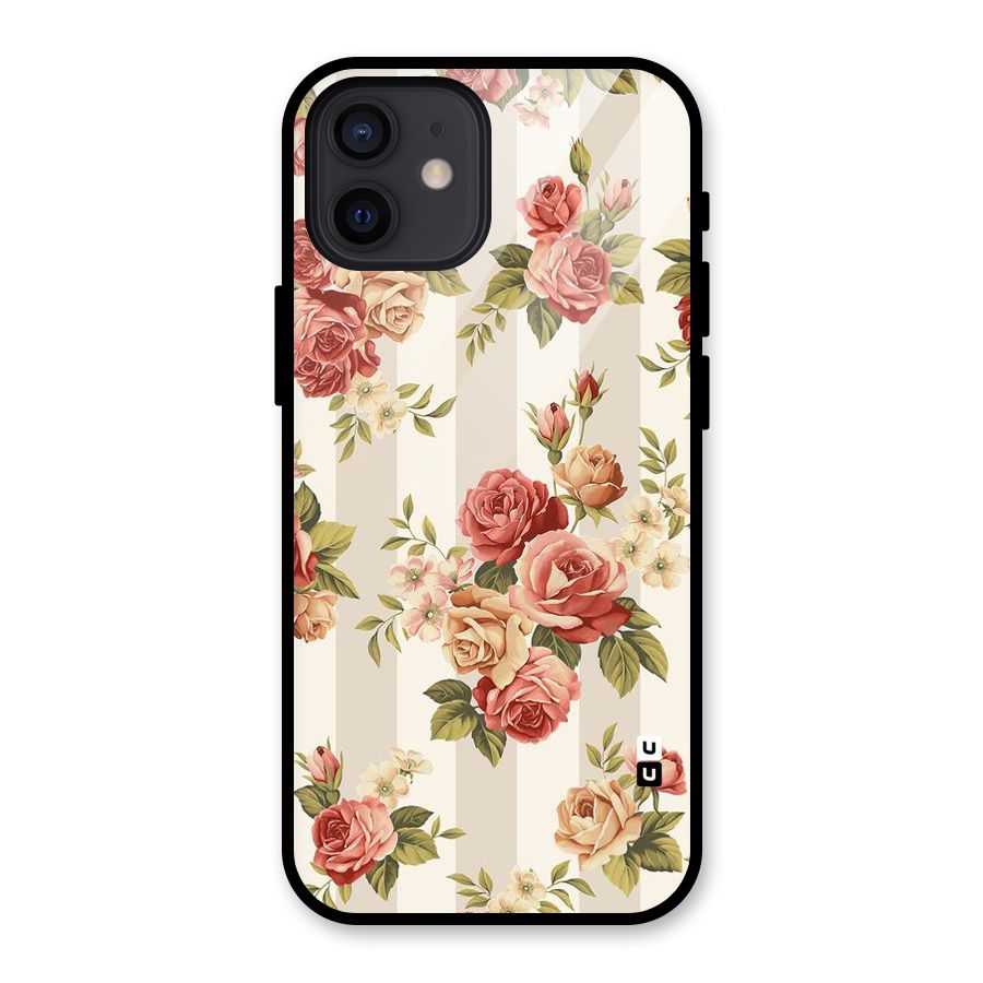 Vintage Color Flowers Glass Back Case for iPhone 12