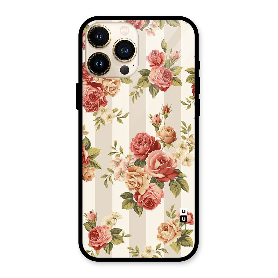Vintage Color Flowers Glass Back Case for iPhone 13 Pro Max