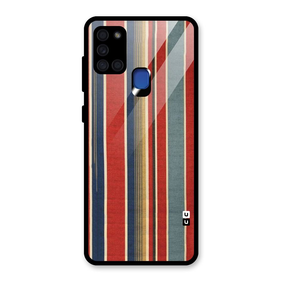 Vintage Disort Stripes Glass Back Case for Galaxy A21s