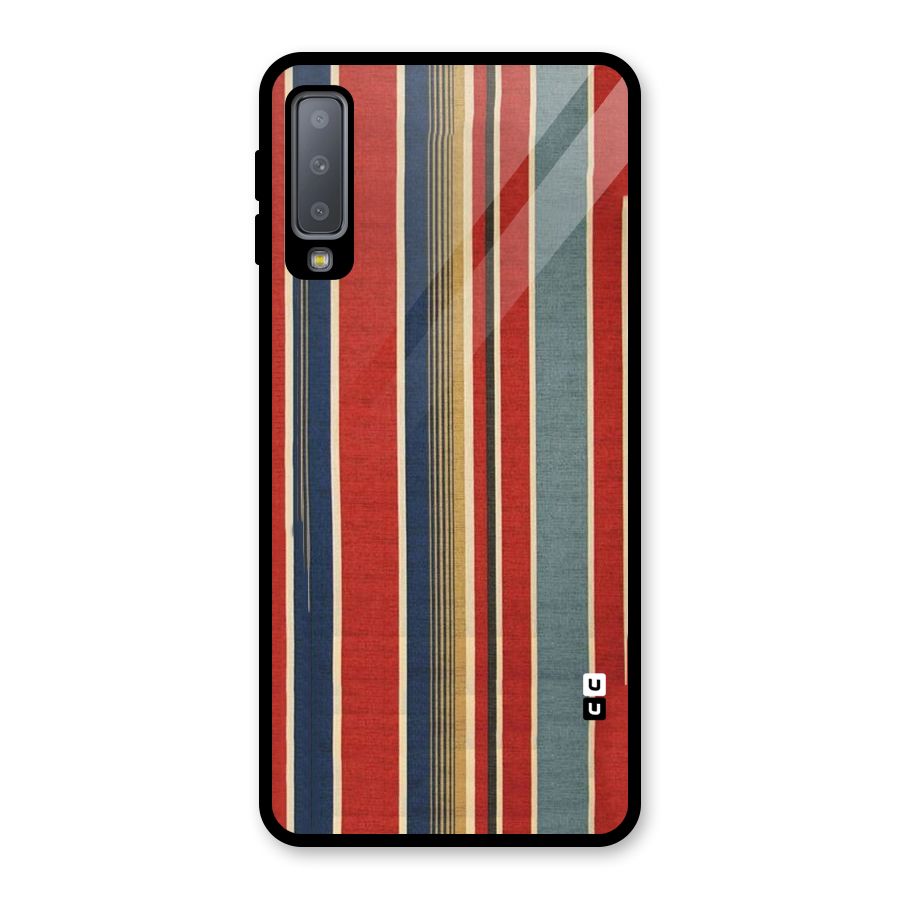 Vintage Disort Stripes Glass Back Case for Galaxy A7 (2018)