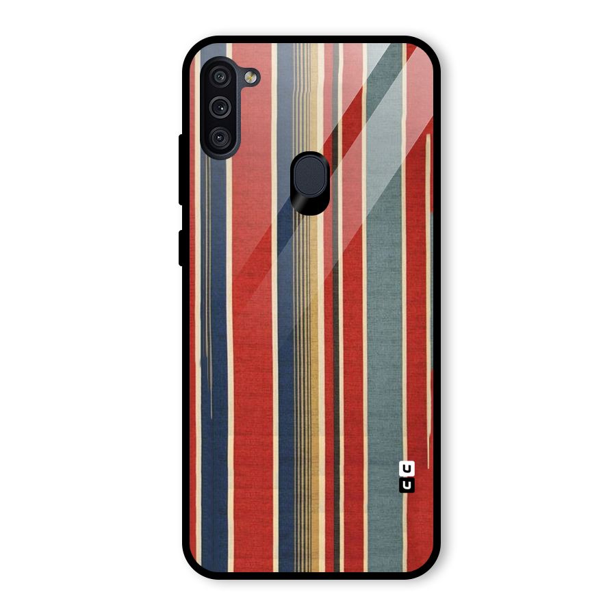Vintage Disort Stripes Glass Back Case for Galaxy M11
